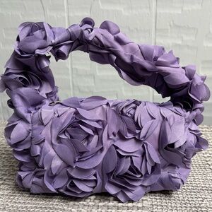 Elegant Purple Rosette Floral Dainty Handbag - NWOT